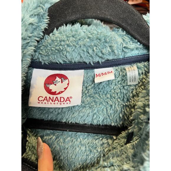 Canada Weather Heat Women’s Teal Deep Pile Fleece Hoodie Size Medium - Picture 5 of 6